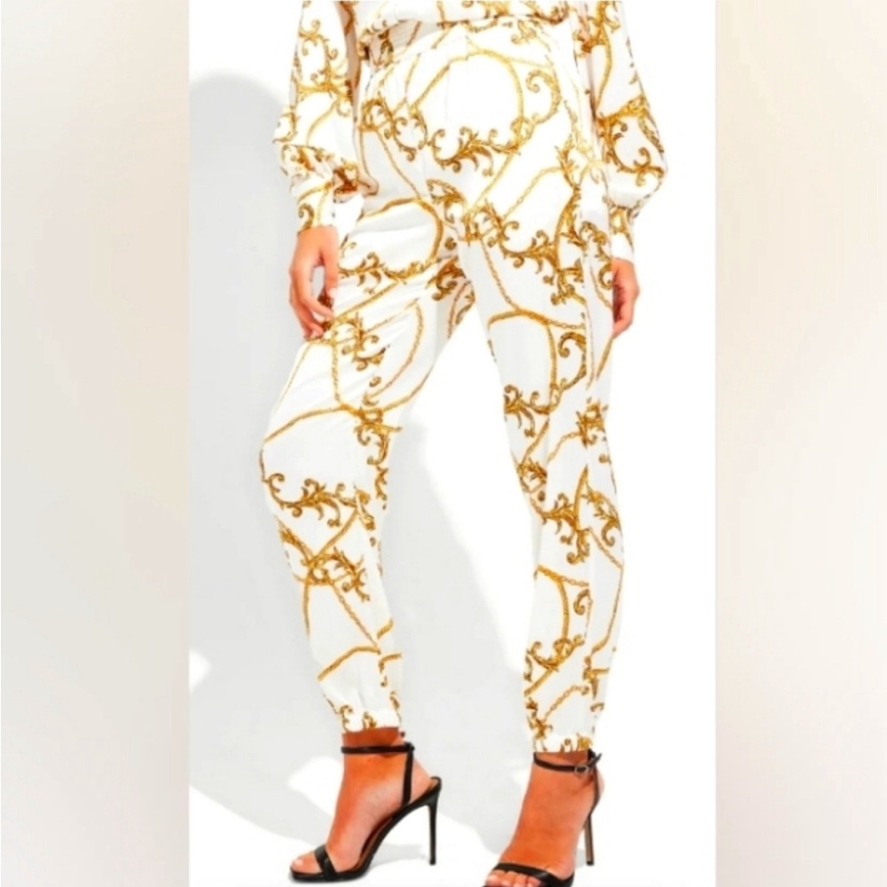 NWT Generation Love Capri Chain Print Satin Jogger XS